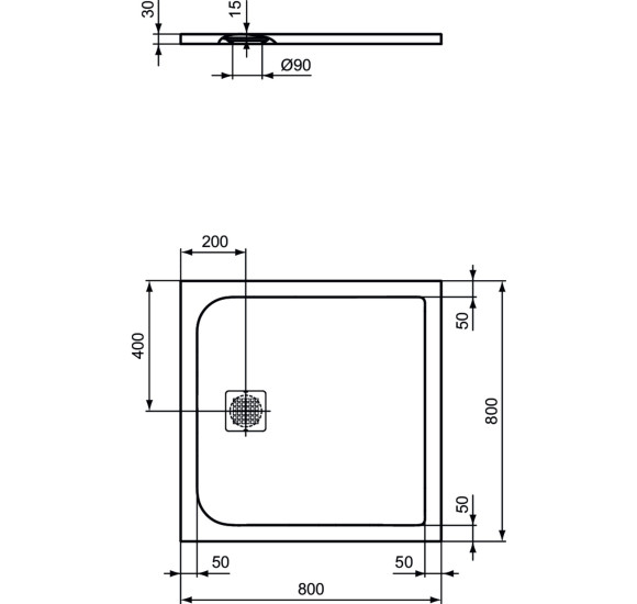Ideal Standard Ultra Flat S dušo padėklas, 80x80cm, K8214, pasirenkama spalva