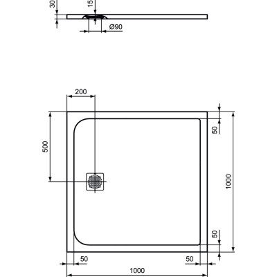 Ideal Standard Ultra Flat S dušo padėklas, 100x100cm, K8216, pasirenkama spalva