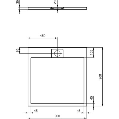 Ideal Standard Ultra Flat S i.life dušo padėklas, 90x90cm, T5227, pasirenkama spalva