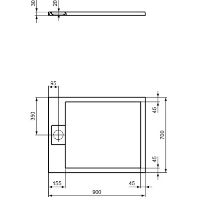 Ideal Standard Ultraflat S i.life dušo padėklas, 90x70cm, T5237, pasirenkama spalva