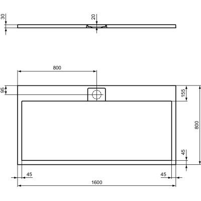 Ideal Standard Ultraflat S i.life dušo padėklas, 160x80cm, T5225, pasirenkama spalva