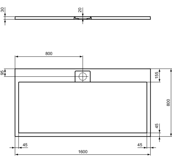 Ideal Standard Ultraflat S i.life dušo padėklas, 160x80cm, T5225, pasirenkama spalva