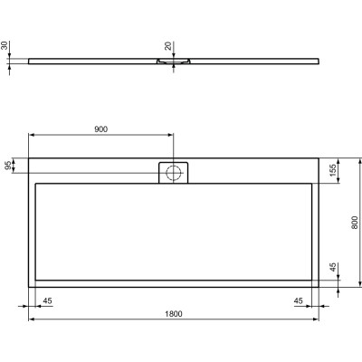 Ideal Standard Ultraflat S i.life dušo padėklas, 180x80cm, T5236, pasirenkama spalva