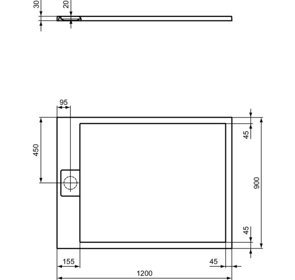 Ideal Standard Ultraflat S i.life dušo padėklas, 120x90cm, T5221, pasirenkama spalva
