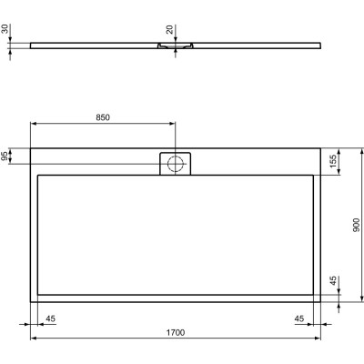 Ideal Standard Ultraflat S i.life dušo padėklas, 170x90cm, T5239, pasirenkama spalva
