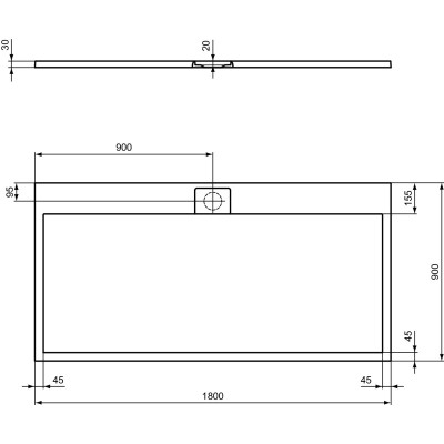 Ideal Standard Ultraflat S i.life dušo padėklas, 180x90cm, T5230, pasirenkama spalva