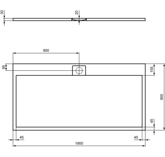 Ideal Standard Ultraflat S i.life dušo padėklas, 180x90cm, T5230, pasirenkama spalva