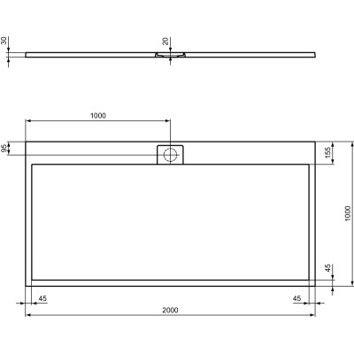 Ideal Standard Ultraflat S i.life dušo padėklas, 200x100cm, T5235, pasirenkama spalva
