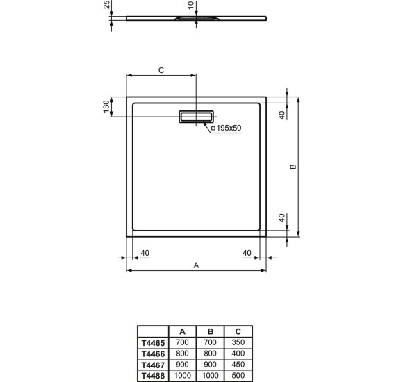 Ideal Standard Ultra Flat New dušo padėklas, 90x90cm, T4467, pasirenkama spalva