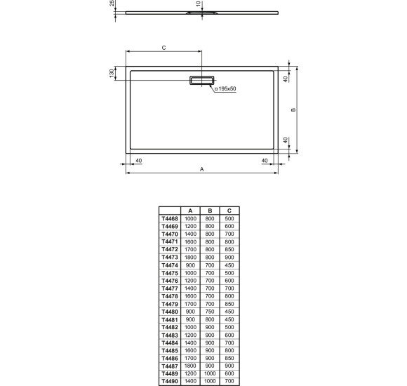 Ideal Standard Ultra Flat New dušo padėklas, 90x70cm, pasirenkama spalva
