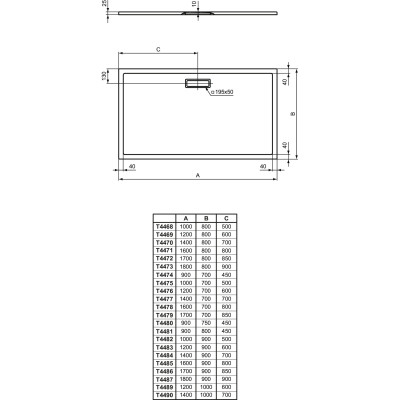 Ideal Standard Ultra Flat New dušo padėklas, 100x80cm, pasirenkama spalva