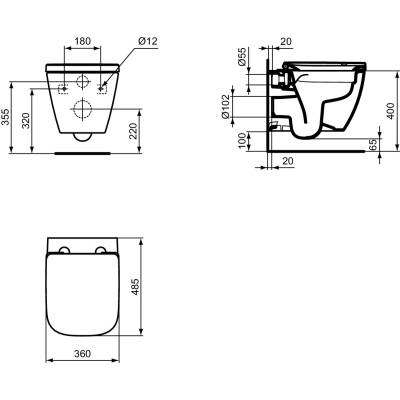 Ideal Standard i.life S klozeto dangtis su sėdyne, Soft Close&Easy Take Off, T4737
