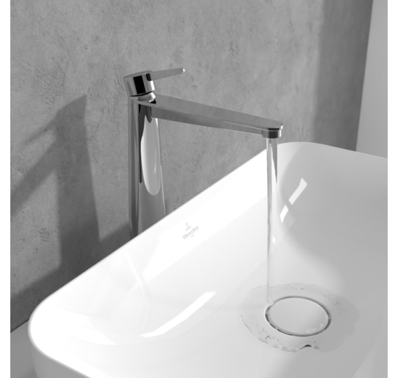 Villeroy&Boch Conum aukštas praustuvo maišytuvas su "Push-open" dugno vožtuvu, juoda matinė
