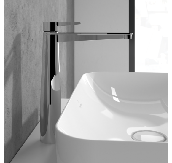 Villeroy&Boch Conum aukštas praustuvo maišytuvas su "Push-open" dugno vožtuvu, juoda matinė