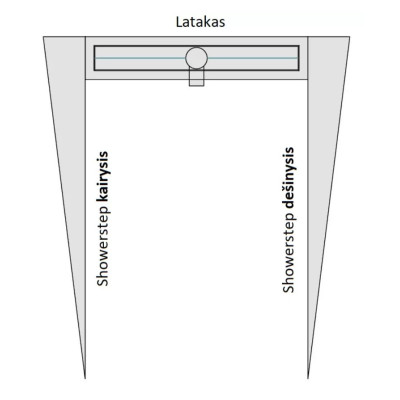 ACO ShowerStep profiliuotis, su nerūdijančio plieno matiniu paviršiumi, dešinysis, ilgis 990 mm, galima rinktis aukštį
