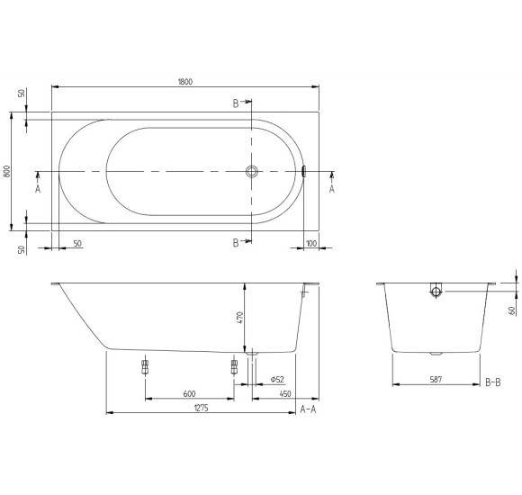 Villeroy & Boch vonia Oberon 2.0 180x80 cm, pasirenkama spalva