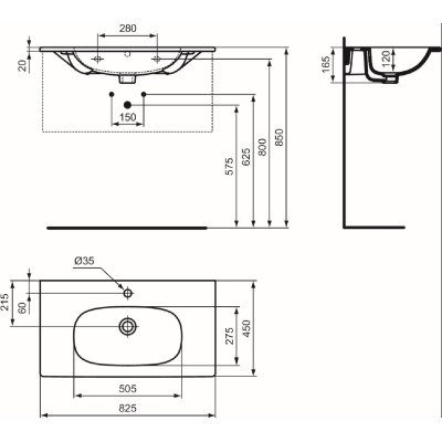 IŠPARDAVIMAS. Ideal Standard Tesi baldinis praustuvas, 80 cm