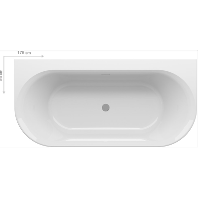 Ravak Ypsilon Wall 178x86 cm, glaudžiama prie sienos vonia, akrilas