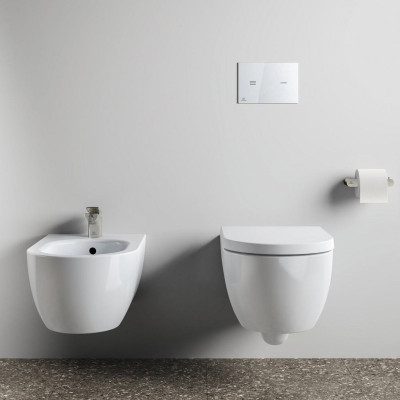 KOMPLEKTAS 3in1 - Ideal Standard Blend Curve pakabinamas klozetas su TECEprofil WC rėmu ir juodu matiniu mygtuku