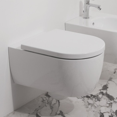 KOMPLEKTAS 3in1 - Ideal Standard Blend Curve pakabinamas klozetas su TECEprofil WC rėmu ir juodu matiniu mygtuku