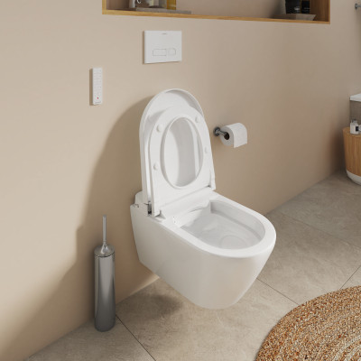 Duravit SensoWash D-Neo Compact pakabinamas išmanusis unitazas su dangčiu ir tvirtinimais, baltos spalvos