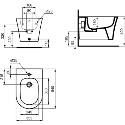 Ideal Standard La Dolce Vita pakabinama bide, baltos spalvos E263701