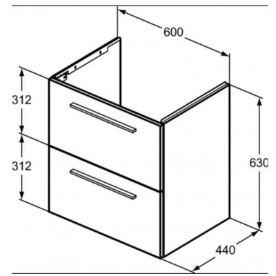 KOMPLEKTAS: Ideal Standard I.Life A vonios spintelė su praustuvu 60cm, Greige matt spalva