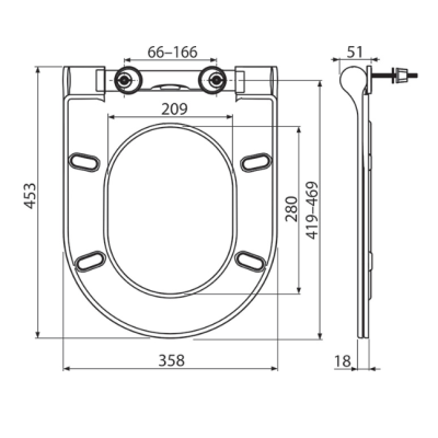 Ravak Unitazo dangtis – sėdynė Uni Chrome Slim, su SoftClose sistema, baltos spalvos