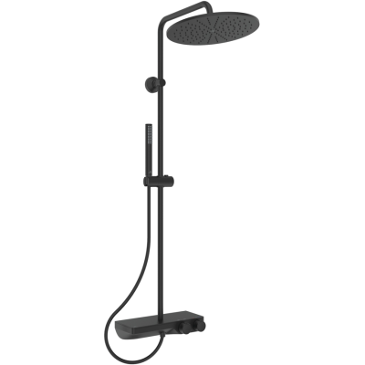 Ideal Standard Ceratherm S200 dušo sistema su termostatiniu maišytuvu, 30 cm lietaus galva, juodos matinės spalvos