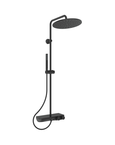 Ideal Standard Ceratherm S200 dušo sistema su termostatiniu maišytuvu, 30 cm lietaus galva, juodos matinės spalvos