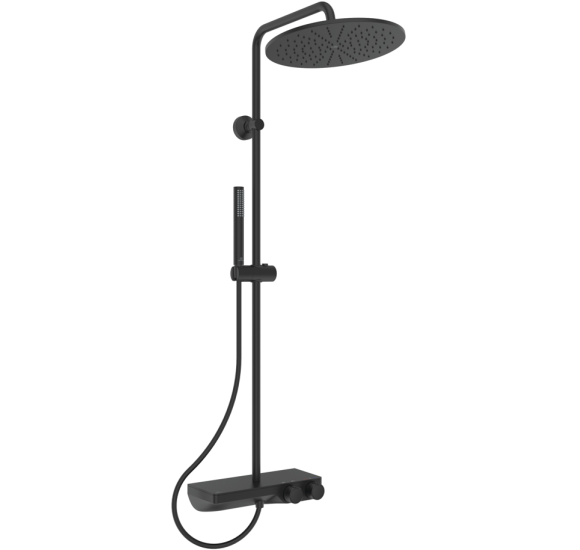 Ideal Standard Ceratherm S200 dušo sistema su termostatiniu maišytuvu, 30 cm lietaus galva, juodos matinės spalvos
