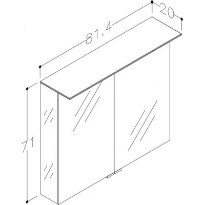 KAMĖ Vetro veidrodinė spintelė su LED apšvietimu 80 x 71 x 13 cm