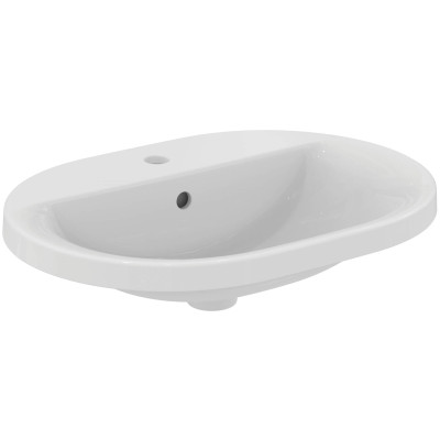 Ideal Standard CONNECT į stalviršį įleidžiamas praustuvas, 62 cm, su skyle maišytuvui, baltos blizgios spalvos