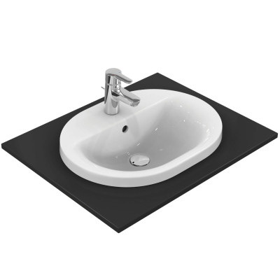 Ideal Standard CONNECT į stalviršį įleidžiamas praustuvas, 55 cm, su skyle maišytuvui, baltos blizgios spalvos