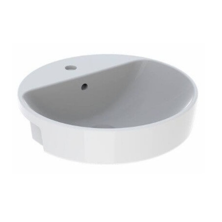 Geberit VARIFORM pusiau įleidžiamas praustuvas, apvalus su skyle maišytuvui, 50 cm