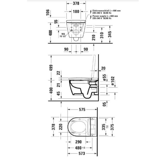 Duravit Sensowash® Starck f Plus Set išmanaus klozeto komplektas, baltos blizgios spalvos