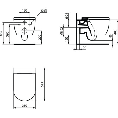Ideal Standard Blend Curve pakabinamas klozetas su "Slim Soft Close" dangčiu, Aquablade® nuleidimo technologija