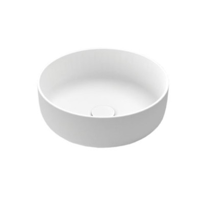 Balteco NEO C Xonyx akmens masės pastatomas praustuvas, 41 cm skersmens, baltos matinės spalvos, dugno vožtuvas komplekte