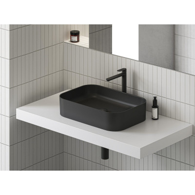 Ravak keraminis praustuvas Ceramic Slim R, be angos perpildymui, antracito matinės spalvos