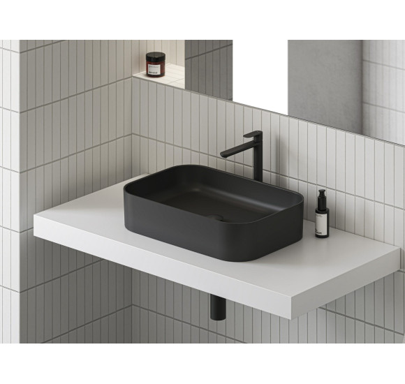 Ravak keraminis praustuvas Ceramic Slim R, be angos perpildymui, antracito matinės spalvos