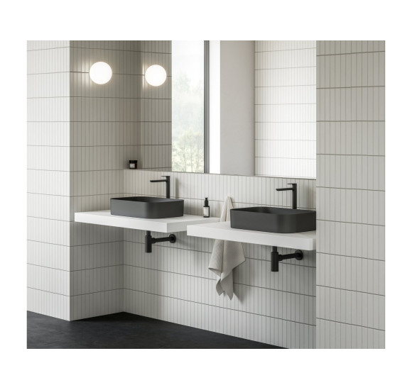 Ravak keraminis praustuvas Ceramic Slim R, be angos perpildymui, antracito matinės spalvos