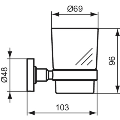 Ideal Standard Iom stiklinė su laikikliu, tvirtinama prie sienos, juodos matinės spalvos