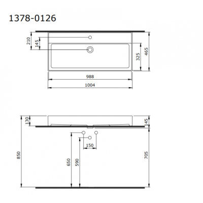 BOCCHI Milano pakabinamas/pastatomas praustuvas 1000x465, betono matinės spalvos