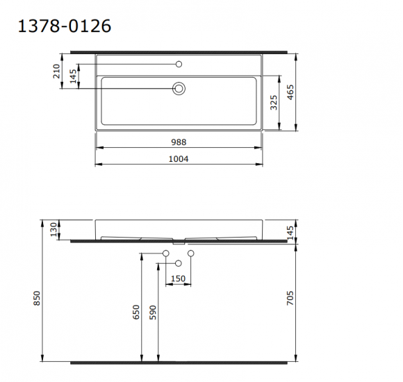 BOCCHI Milano pakabinamas/pastatomas praustuvas 1000x465, betono matinės spalvos
