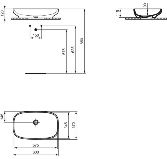 Ideal Standard i.life B pastatomas praustuvas voniai 60 cm, baltos blizgios spalvos
