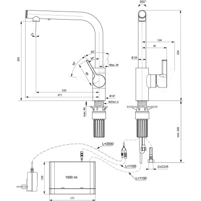 Ideal Standard Gusto virtuvinis maišytuvas su muilo dozatoriumi, pasirinkite spalvą
