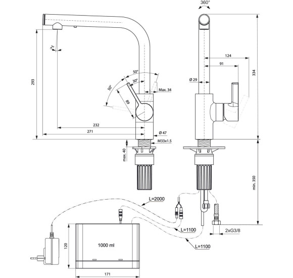 Ideal Standard Gusto virtuvinis maišytuvas su muilo dozatoriumi, pasirinkite spalvą