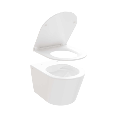 WC komplektas 3in1: Ravak Flow klozetas su "Soft Close" dangčiu ir Ideal Standard rėmas, baltas mygtukas