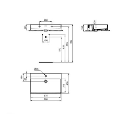 Ideal Standard Extra pakabinamas praustuvas, 70cm