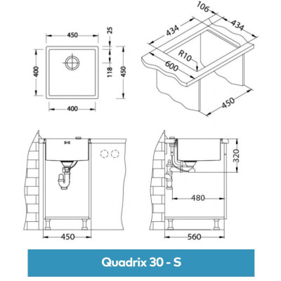 ALVEUS Quadrix 30 nerūdijančio plieno plautuvė